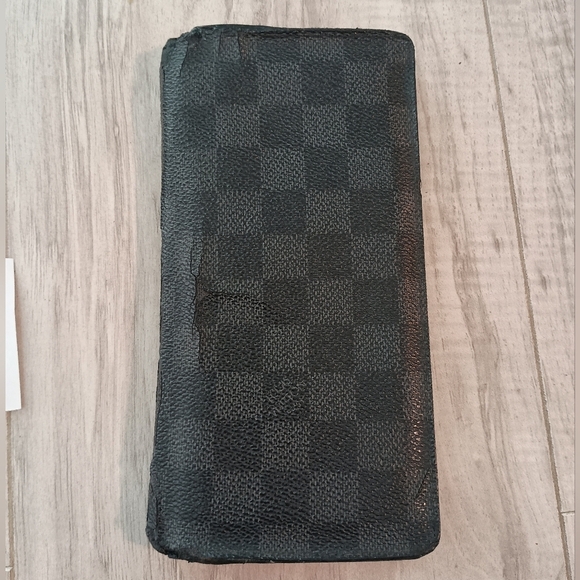 Louis Vuitton Slim Unisex Graphite/Black Brazza Damier Canvas Long Wallet Bifold